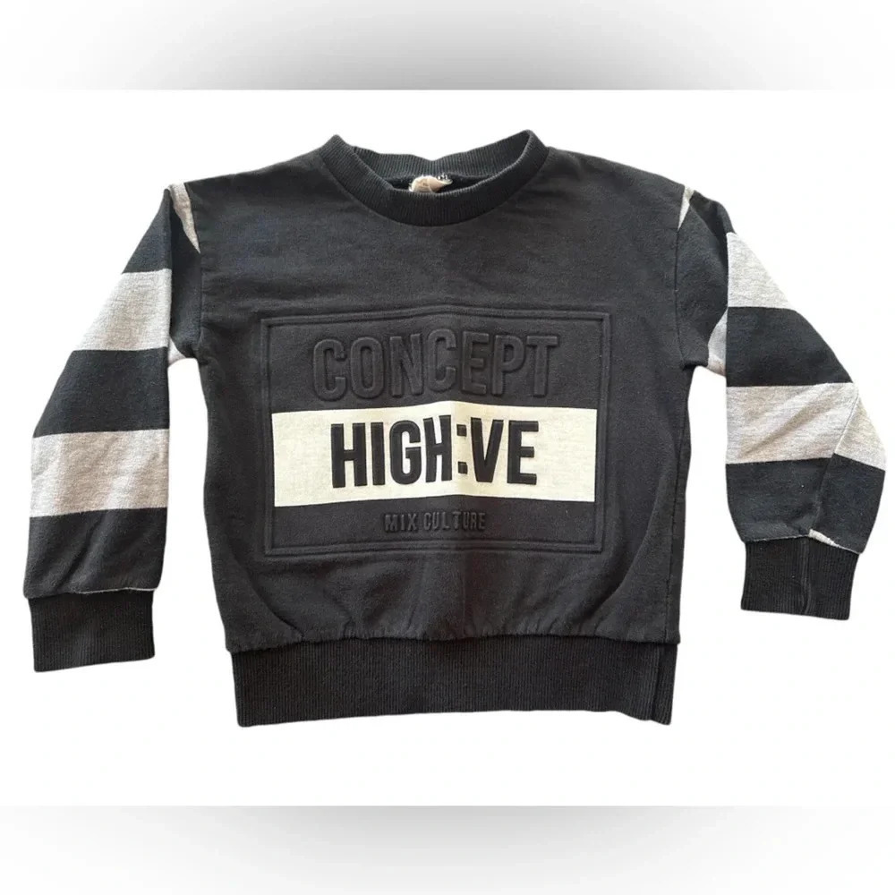 i-ciel Concept High:Ve Mix Culture Black Gray Colorblock Sweatshirt Boys Size 5